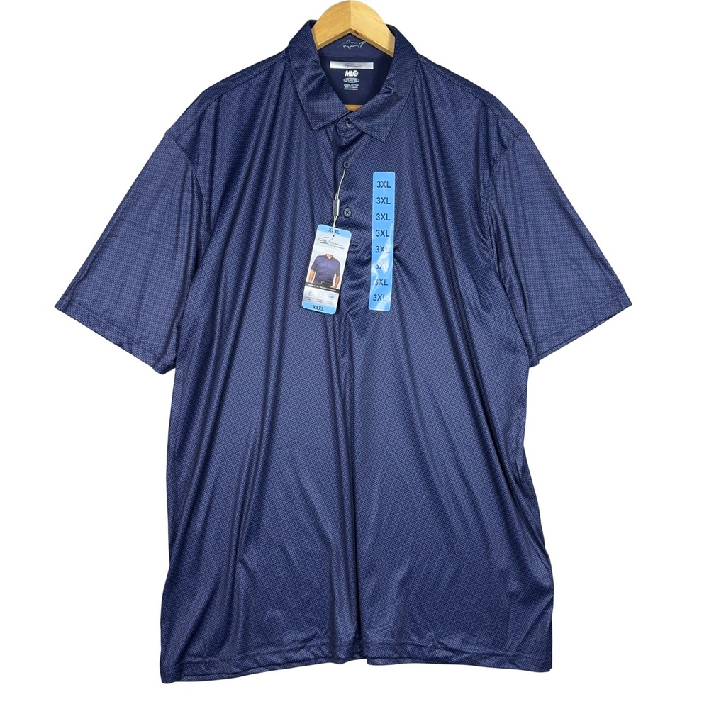 NWT Greg Norman ML75 Polo Shirt Mens Size XXXL Moisture Wicking Blue Golf